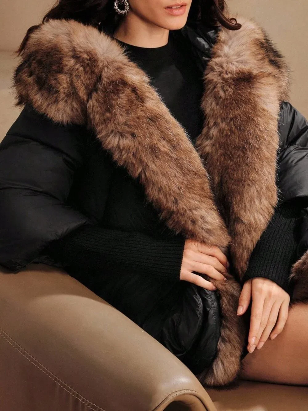 Black Casual Women's Puffer Coat